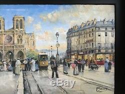 Pierre Saez peinture à L huile sur bois Notre Dame de Paris