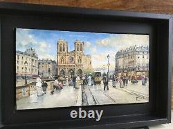Pierre Saez peinture à L huile sur bois Notre Dame de Paris