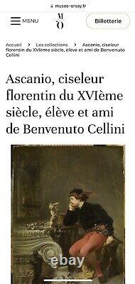 Portait Homme Florentin XVI Ascanio Ami Cellini Tableau Ancien XIX Fauvelet