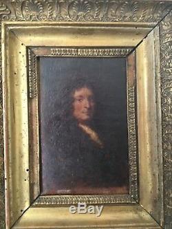 Portrait Jean Racine (1639-1699) Tableau Huile sur Bois Encadré French Painting