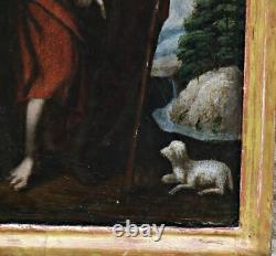 Portrait Of Saint Agnes Of Rome, Ancien Huile Sur Bois Peinture Env. 1700-1800