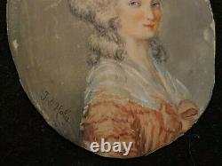 Portrait & Peinture & Miniature & Ancien & Elégante & Dans l'esprit du XVIII e