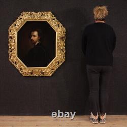 Portrait Van Dyck peinture huile sur toile cadre doré bois tableau 19ème siècle