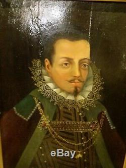 Portrait d homme, tableau xviii/xix, huile sur panneau de bois, grand format