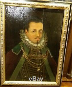Portrait d homme, tableau xviii/xix, huile sur panneau de bois, grand format