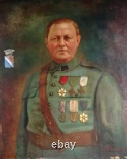 Portrait d'un aristocrate, un Comte, huile sur bois, armoiries, bon état