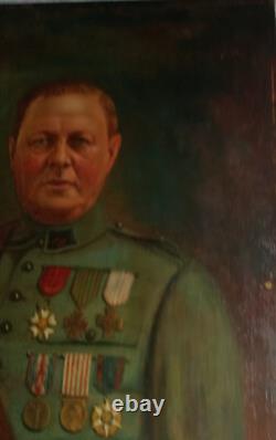 Portrait d'un aristocrate, un Comte, huile sur bois, armoiries, bon état