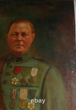 Portrait d'un aristocrate, un Comte, huile sur bois, armoiries, bon état