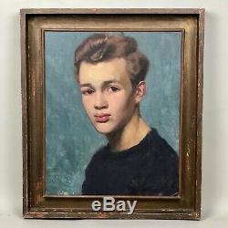 Portrait d'un jeune homme années 1930-1940 en pull marin