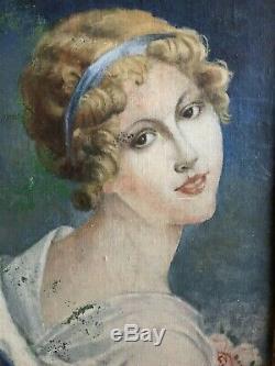 Portrait de Jeune Femme Ecole Romantique vers 1830-1840 dans son joli cadre doré