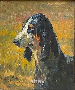 Portrait de chien, basset bleu de Gascogne