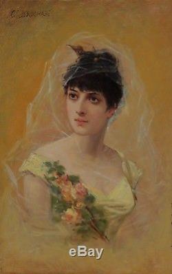 Portrait de femme aux roses, Ct. Brochart (1816-1889/99)