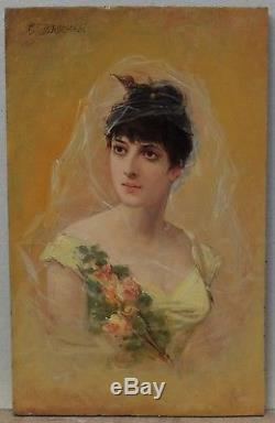 Portrait de femme aux roses, Ct. Brochart (1816-1889/99)
