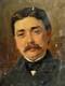 Portrait Homme De La Fin Du Xix Eme Siècle Huile Sur Bois Peinture