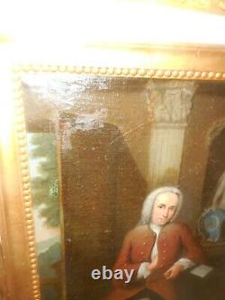 Portrait huile du XVIIIé d, epoque dans son cadre d, epoque en bois doré or