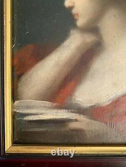 Portrait style Jean-Jacques HENNER huile sur panneau de bois 19 ième (non signé)