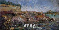 Puissant Impressionniste 1900. Paysage De Bord De Mer Dans Le Midi. Signé