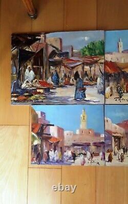 Quatre peintures orientalistes huile sur bois