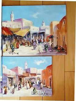 Quatre peintures orientalistes huile sur bois