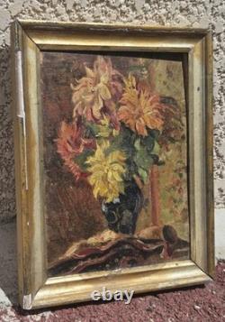 RAOUL DAVID Bouquet de Fleurs. Peinture huile sur panneau de Bois