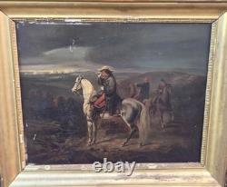 RIOL D'après Beauce officiers de cavalerie Peinture huile sur panneau de bois