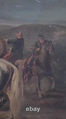 RIOL D'après Beauce officiers de cavalerie Peinture huile sur panneau de bois