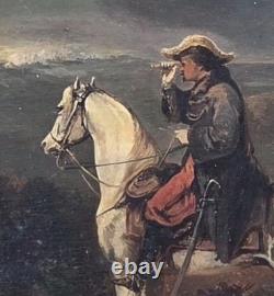 RIOL D'après Beauce officiers de cavalerie Peinture huile sur panneau de bois