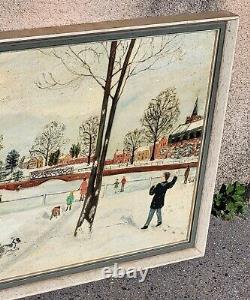 R. BOND. Hiver se Délecter. Peinture huile sur panneau