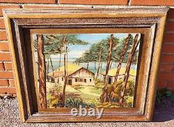 R. H. LAROSA. 1966. Scène Côtière. Peinture huile sur panneau de bois signé