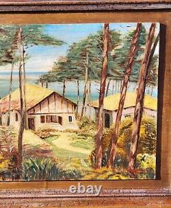 R. H. LAROSA. 1966. Scène Côtière. Peinture huile sur panneau de bois signé