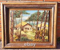 R. H. LAROSA. 1966. Scène Côtière. Peinture huile sur panneau de bois signé