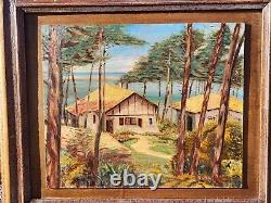 R. H. LAROSA. 1966. Scène Côtière. Peinture huile sur panneau de bois signé