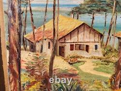 R. H. LAROSA. 1966. Scène Côtière. Peinture huile sur panneau de bois signé