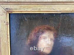 Rare Charles SPRAGUE PEARCE Sarah Bernhardt tableau signé huile sur panneau