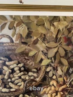 Rare Tableau Ancien Huile Nature Morte Aux Cacahuètes