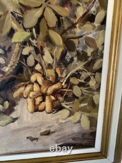 Rare Tableau Ancien Huile Nature Morte Aux Cacahuètes