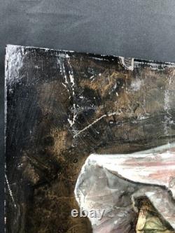 Raymond BIAUSSAT (1932-2021) Huile composition sur bois Portrait de femme