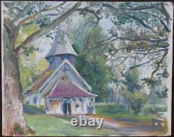 Raymond Lheureux (1890-1965) (04) Huile sur bois Église de campagne