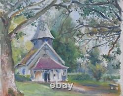 Raymond Lheureux (1890-1965) (04) Huile sur bois Église de campagne