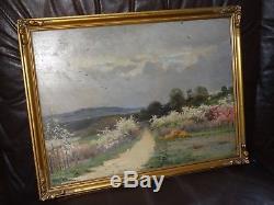 René FATH peinture tableau paysage au printemps barbizon impressionnisme 1900's