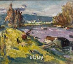 Robert FLEURENT (1904-1981) La Seine à Port-Marly 1951, HSP, signée. 20x28 cm