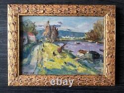 Robert FLEURENT (1904-1981) La Seine à Port-Marly 1951, HSP, signée. 20x28 cm
