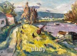 Robert FLEURENT (1904-1981) La Seine à Port-Marly 1951, HSP, signée. 20x28 cm