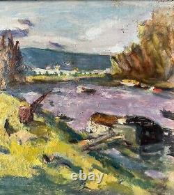 Robert FLEURENT (1904-1981) La Seine à Port-Marly 1951, HSP, signée. 20x28 cm