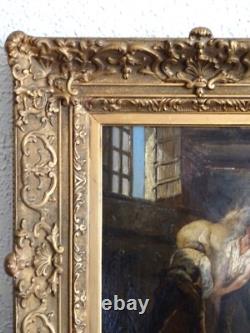 SUPERBE PEINTURE IMPRESSIONNISTE XIXe-MARÉCHAL FERRANT & CHEVAL EN PLEIN FERRAGE