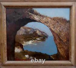 S. BELFANTON XXe- GRANDE & BELLE PEINTURE IMPRESSIONNISTE- RARE VUE DE CAPRI 1931