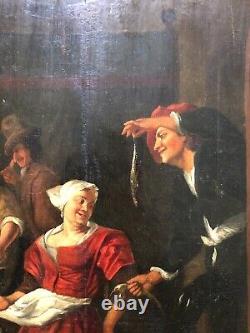 Scène Animée à La Cuisine, Huile Sur Panneau Parqueté, XVIIIe Ou Avant