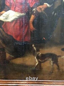 Scène Animée à La Cuisine, Huile Sur Panneau Parqueté, XVIIIe Ou Avant