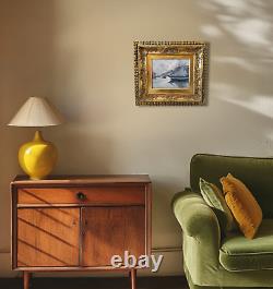 Scène Marine Port Italienne avec Voiliers Peinture Huile Impressionniste signée