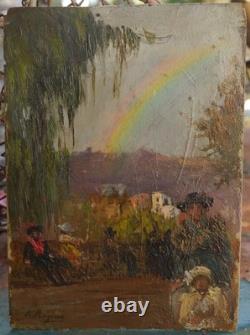 Scène de parc animé, arc en ciel, R Ragione